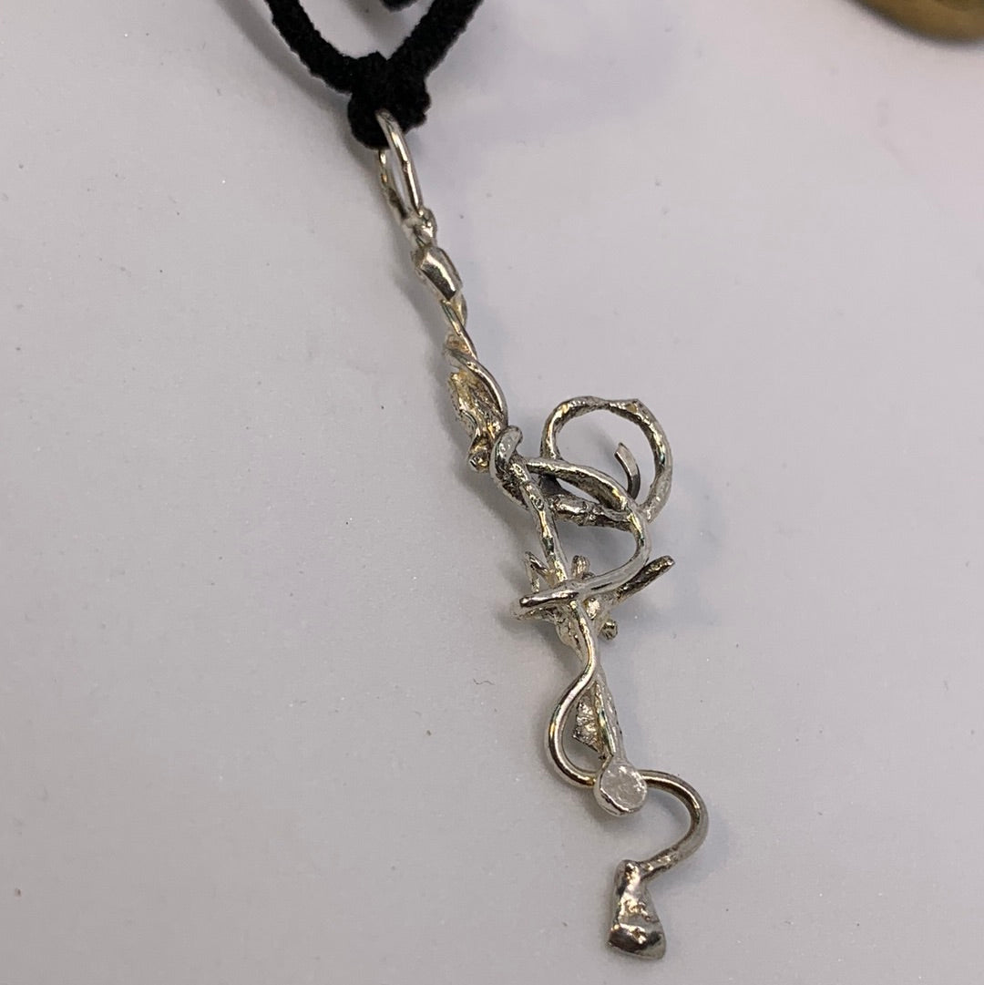 Geometric Sigil Snake Goddess Pendant Sterling Silver