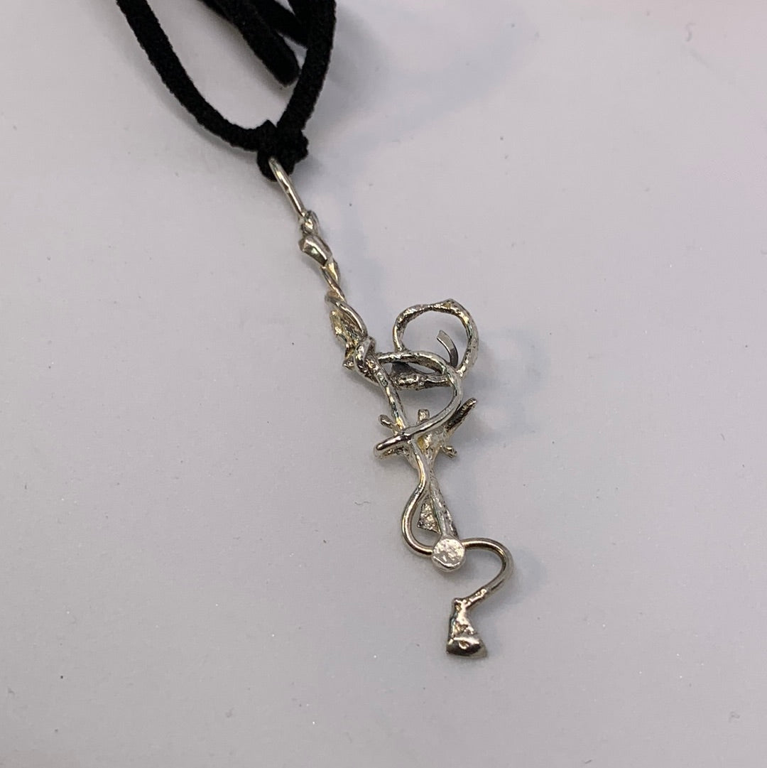 Geometric Sigil Snake Goddess Pendant Sterling Silver