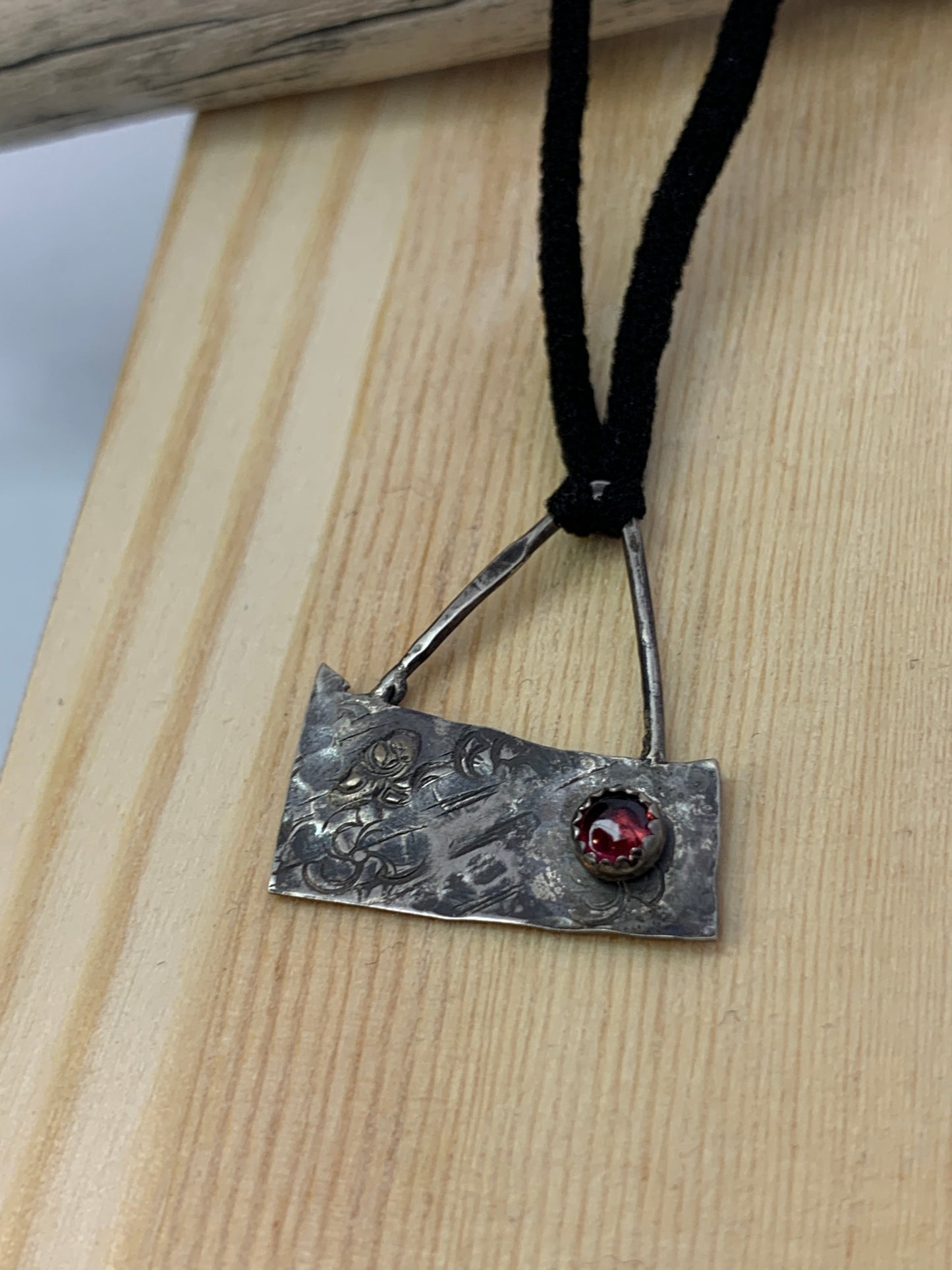 Geometric Garnet Sterling Silver Pendant Jewelry