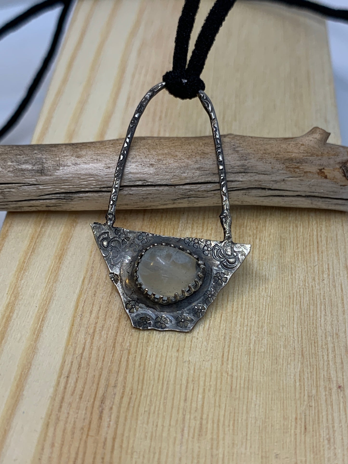 Light Celestite Geometric Sterling Silver Pendant