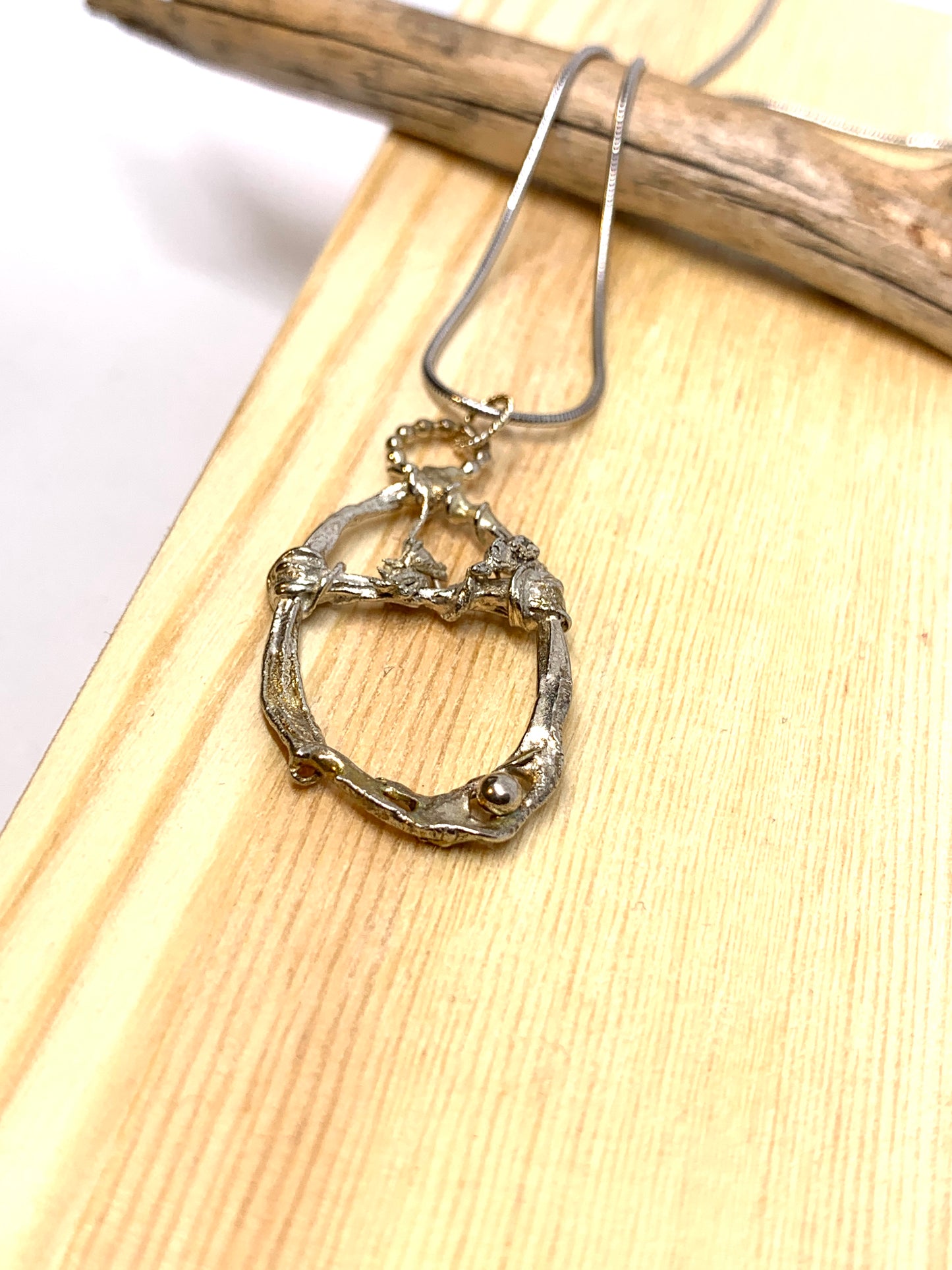 Fused Sterling Silver Necklace Circle Spiral Geometric Design