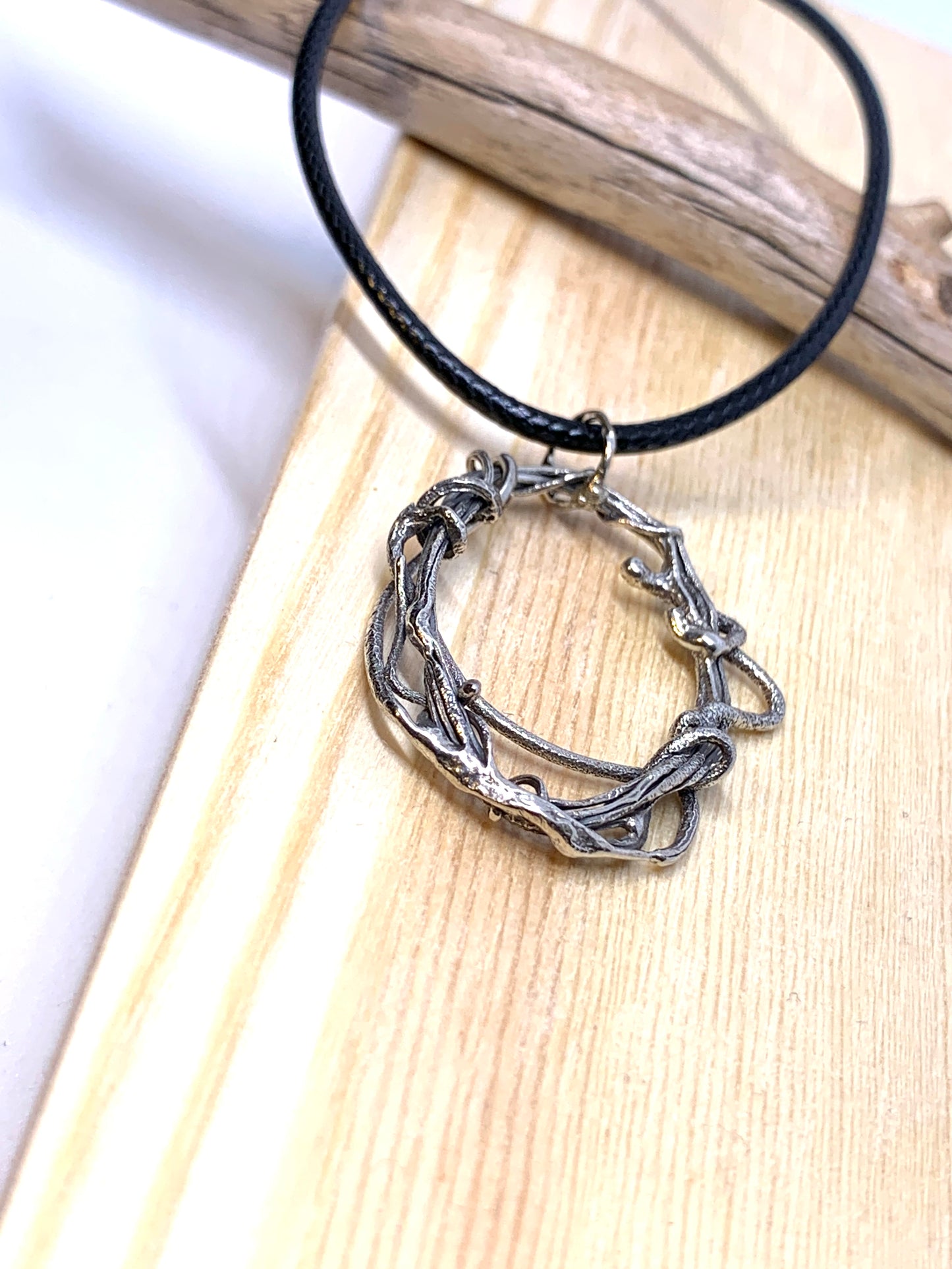 Fused Sterling Silver Necklace Circle Spiral Geometric Design