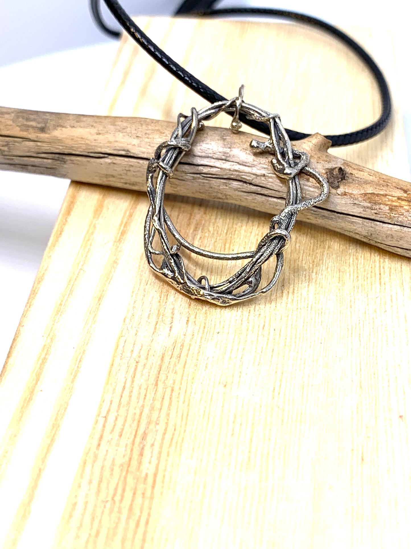 Fused Sterling Silver Necklace Circle Spiral Geometric Design